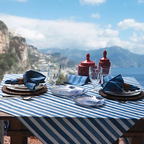 Toalha de Mesa Retangular 180x250cm Amalfi Azul - Naturalle Fashion