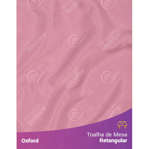 Toalha de Mesa Retangular em Oxford Rosa Envelhecido Rosé 1,40m X 2,10m