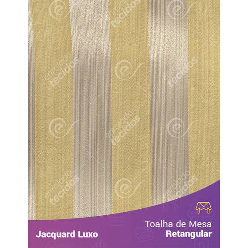Toalha de Mesa Retangular em Tecido Jacquard Amarelo Listrado Luxo