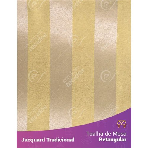Toalha de Mesa Retangular em Tecido Jacquard Amarelo Listrado Tradicional 1,40m X 2,10m