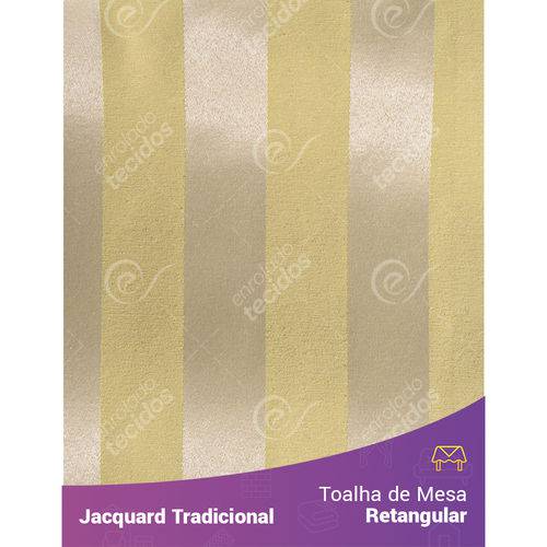 Toalha de Mesa Retangular em Tecido Jacquard Amarelo Listrado Tradicional