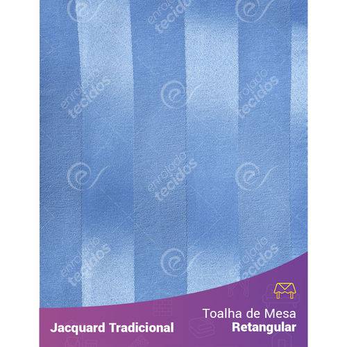 Toalha de Mesa Retangular em Tecido Jacquard Azul Bebê Celeste Listrado Tradicional