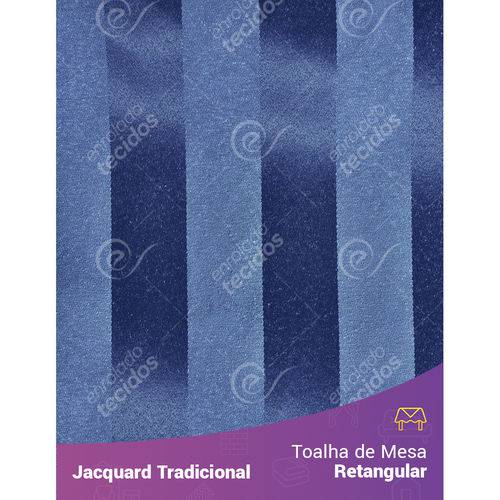 Toalha de Mesa Retangular em Tecido Jacquard Azul Escuro Listrado Tradicional
