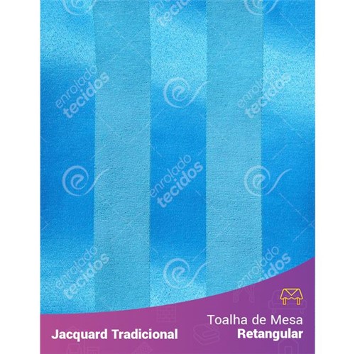 Toalha de Mesa Retangular em Tecido Jacquard Azul Frozen Listrado Tradicional 1,40m X 2,10m
