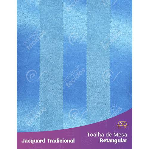 Toalha de Mesa Retangular em Tecido Jacquard Azul Frozen Listrado Tradicional
