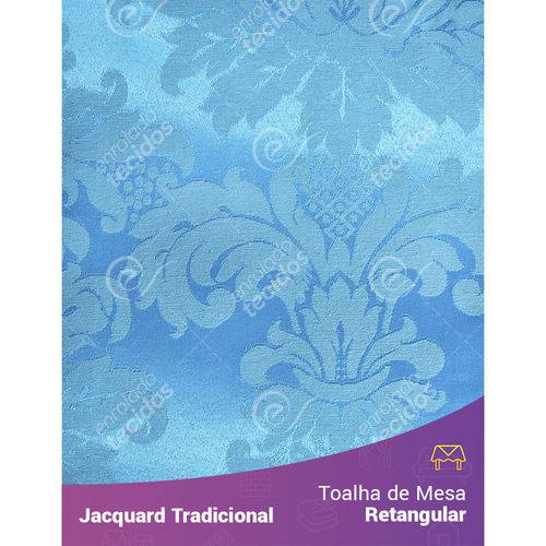 Toalha de Mesa Retangular em Tecido Jacquard Azul Frozen Medalhão Tradicional