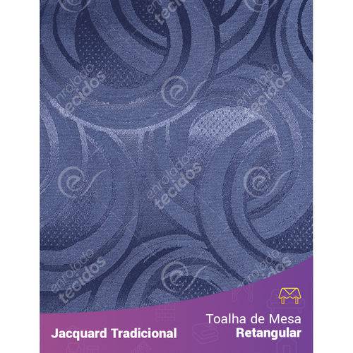 Toalha de Mesa Retangular em Tecido Jacquard Azul Marinho Argolas Tradicional