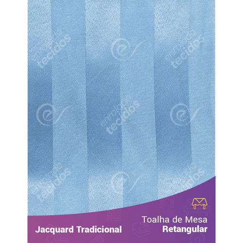 Toalha de Mesa Retangular em Tecido Jacquard Azul Piscina Listrado Tradicional