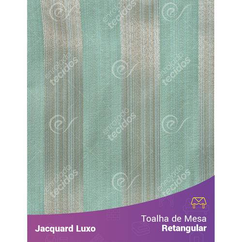 Toalha de Mesa Retangular em Tecido Jacquard Azul Tiffany Listrado Luxo