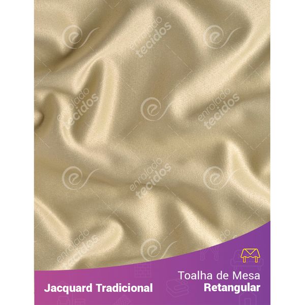 Toalha de Mesa Retangular em Tecido Jacquard Bege Liso Tradicional 1,40m X 2,10m