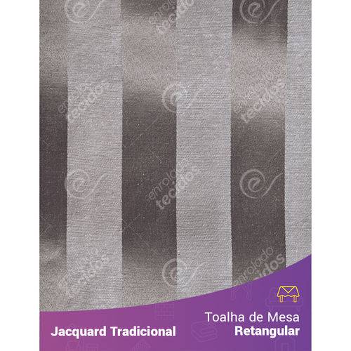 Toalha de Mesa Retangular em Tecido Jacquard Cinza e Crú Listrado Tradicional