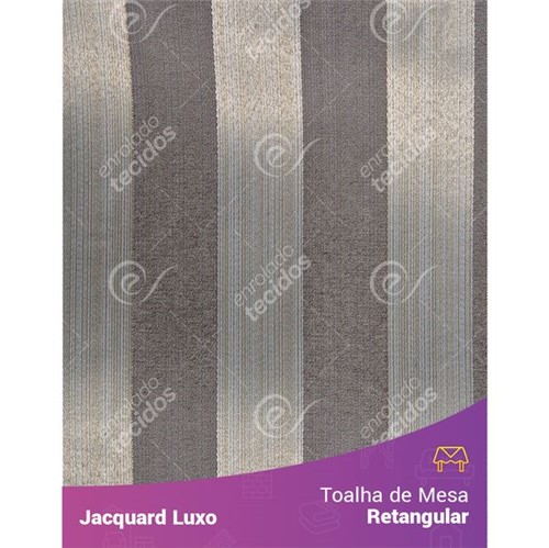 Toalha de Mesa Retangular em Tecido Jacquard Cinza Listrado Luxo 1,40m X 2,10m