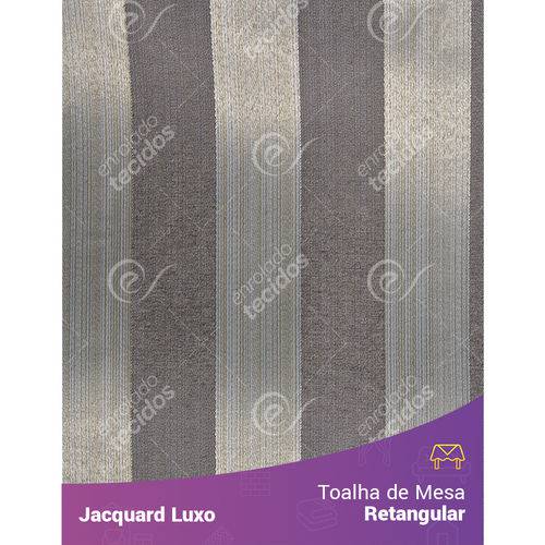 Toalha de Mesa Retangular em Tecido Jacquard Cinza Listrado Luxo