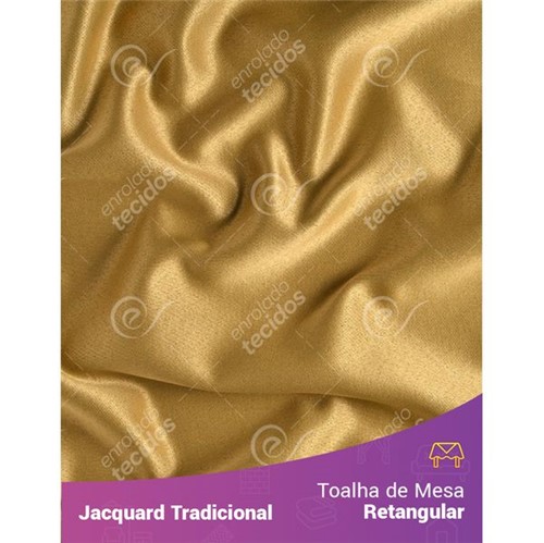 Toalha de Mesa Retangular em Tecido Jacquard Dourado e Preto Liso Tradicional 1,40m X 2,10m