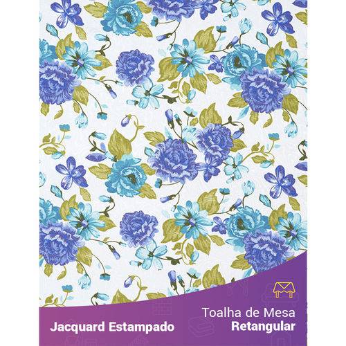 Toalha de Mesa Retangular em Tecido Jacquard Estampado Floral Violeta