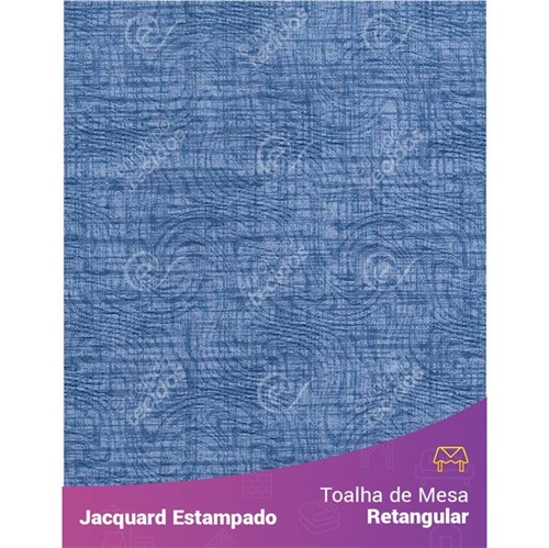 Toalha de Mesa Retangular em Tecido Jacquard Estampado Liso Azul Jeans 1,40m X 2,10m
