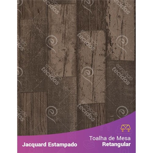 Toalha de Mesa Retangular em Tecido Jacquard Estampado Madeira Escura 1,40m X 2,10m