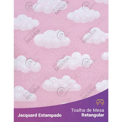 Toalha de Mesa Retangular em Tecido Jacquard Estampado Nuvem Rosa