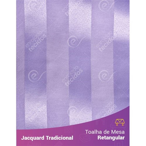 Toalha de Mesa Retangular em Tecido Jacquard Lilás Listrado Tradicional 1,40m X 2,10m