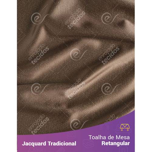 Toalha de Mesa Retangular em Tecido Jacquard Marrom e Bege Liso Tradicional
