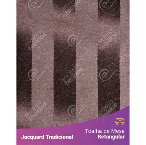 Toalha de Mesa Retangular em Tecido Jacquard Marrom Listrado Tradicional 1,40m X 2,10m