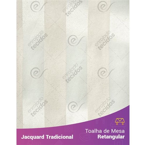 Toalha de Mesa Retangular em Tecido Jacquard Palha Crú (Rústico) Listrado Tradicional 1,40m X 2,10m