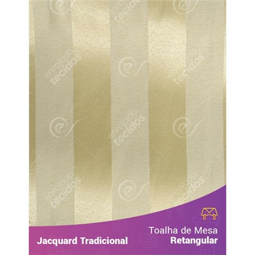 Toalha de Mesa Retangular em Tecido Jacquard Pérola Listrado Tradicional 1,40m X 2,10m