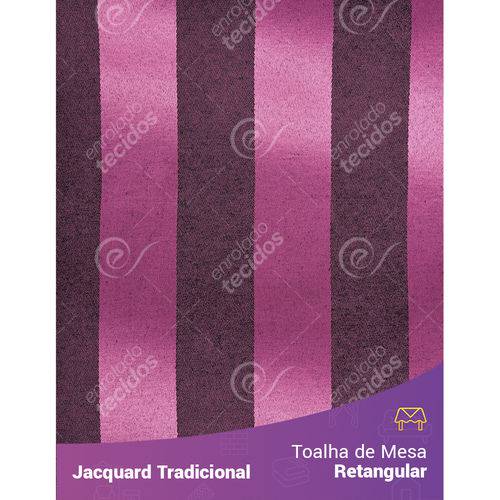Toalha de Mesa Retangular em Tecido Jacquard Pink e Preto Listrado Tradicional