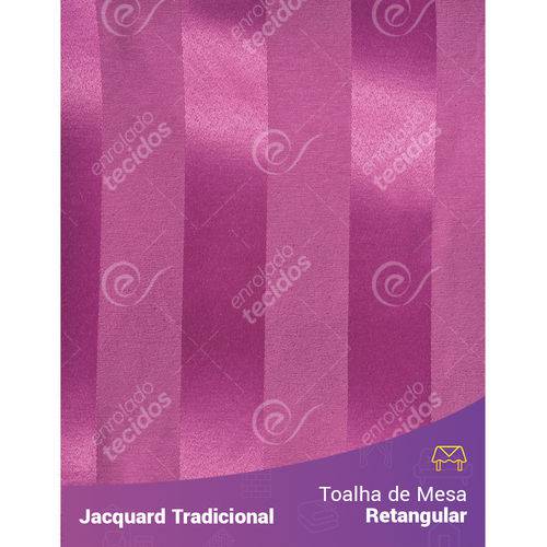 Toalha de Mesa Retangular em Tecido Jacquard Pink Listrado Tradicional
