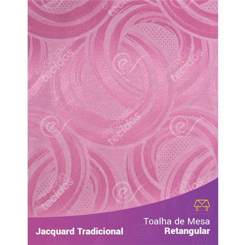 Toalha de Mesa Retangular em Tecido Jacquard Rosa Bebê Argolas Tradicional 1,40m X 2,10m