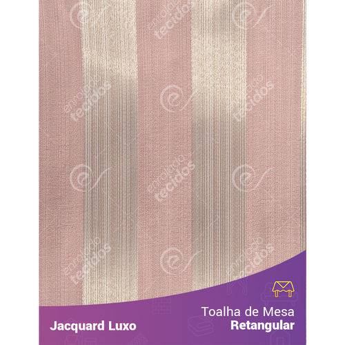 Toalha de Mesa Retangular em Tecido Jacquard Rosa Listrado Luxo