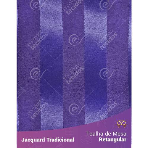 Toalha de Mesa Retangular em Tecido Jacquard Roxo Listrado Tradicional