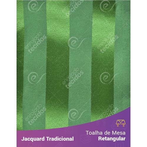 Toalha de Mesa Retangular em Tecido Jacquard Verde Listrado Tradicional