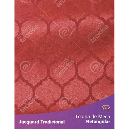 Toalha de Mesa Retangular em Tecido Jacquard Vermelho Geométrico Tradicional