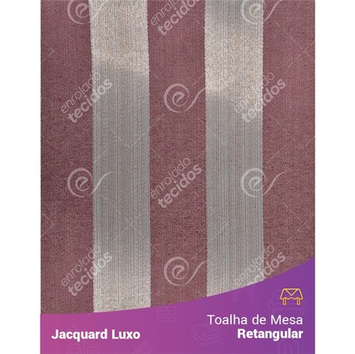Toalha de Mesa Retangular em Tecido Jacquard Vinho Marsala Listrado Luxo 1,40m X 2,10m