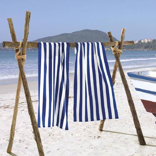 Toalha de Praia Velour Estampada New Caban Stripes Azul