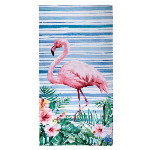 Toalha de Praia Veludo Estampado 70cmx1,50m Santista Flamingo