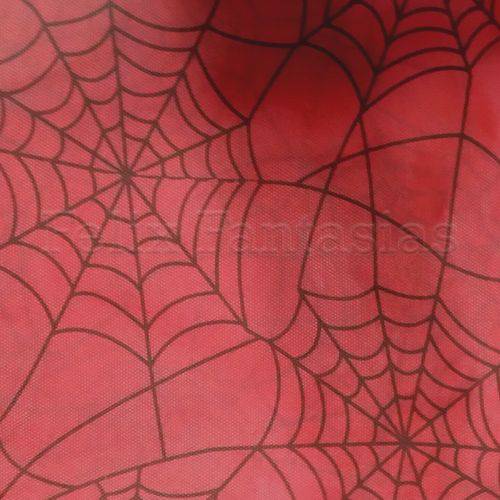 Toalha Estampada Quadrado Tnt Halloween Aranha Vermelho e Preto 1,40x2,20m