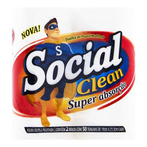 Toalha Pap Social-clean 2rl-pc Fl/dp Picotd Fd 12