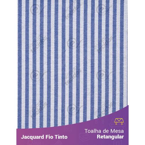 Toalha Retangular em Tecido Jacquard Azul Royal e Branco Listrado Estreito Fio Tinto