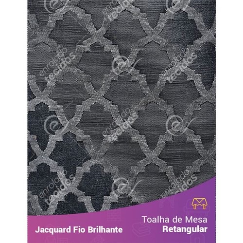 Toalha Retangular em Tecido Jacquard Fio Brilhante Cinza Geométrico 1,40m X 2,10m