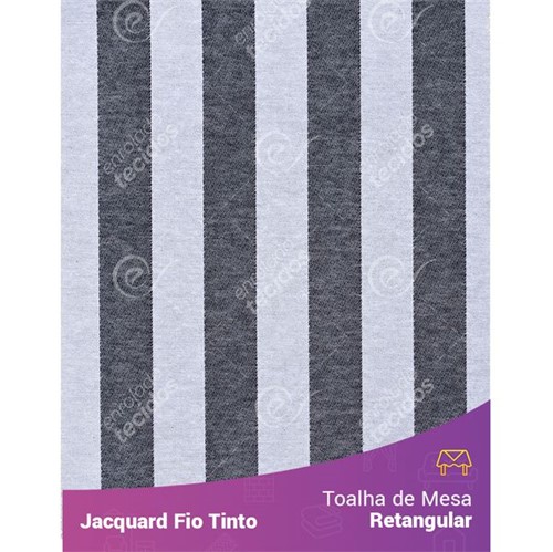 Toalha Retangular em Tecido Jacquard Preto e Branco Listrado Fio Tinto 1,40m X 2,10m