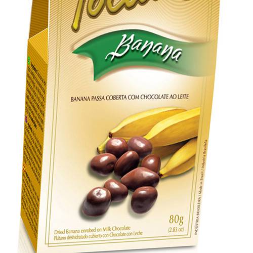 Tocata Banana Passa Coberta com Chocolate ao Leite 80g - Montevérgine