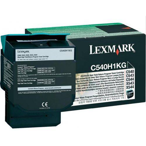 Toner Original Lexmark C540 C544 X543 X544 Preto C540H1KG