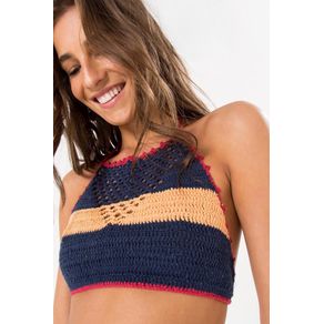 Top Crochet Listra Azul Indigo - P