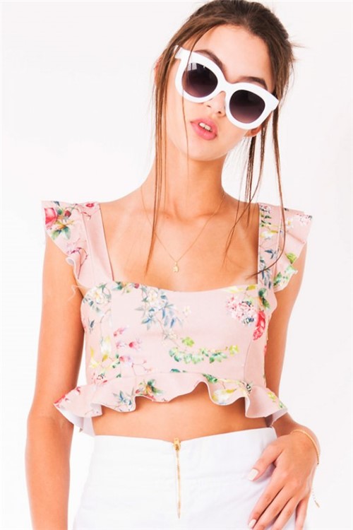 Top Cropped Floral BL3774 - Kam Bess