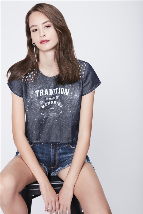 Top Cropped Jeans Recollect - Tam: P / Cor: BLUE