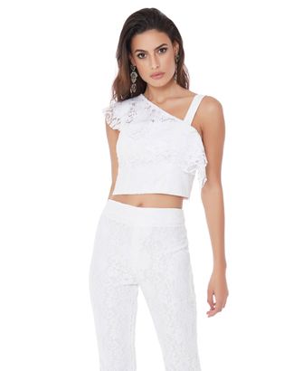 Top Flower Lace Babados Cropp