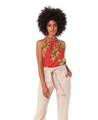 Top Silky Lines Red Tropical