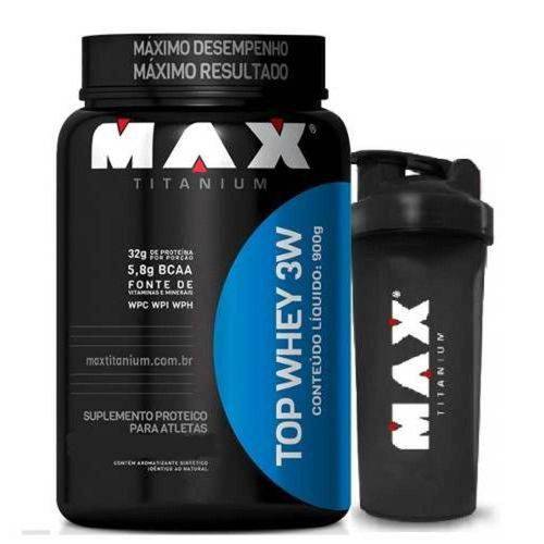 Top Whey Protein 3w 900g - Max Titanium com Shaker